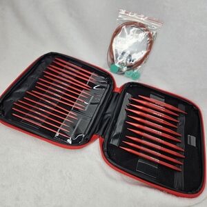 Looen 57pc Aluminum Circular Knitting Needles Set Ergonomic Case Red NEW
